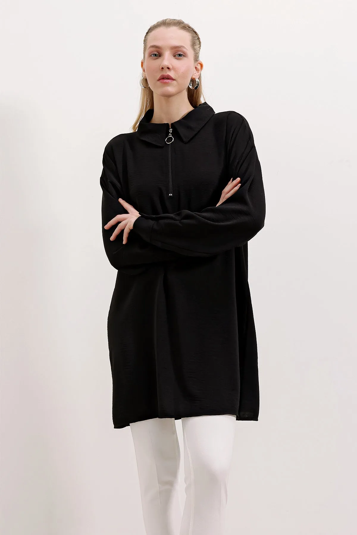 5917 fermuarli oversize tunik