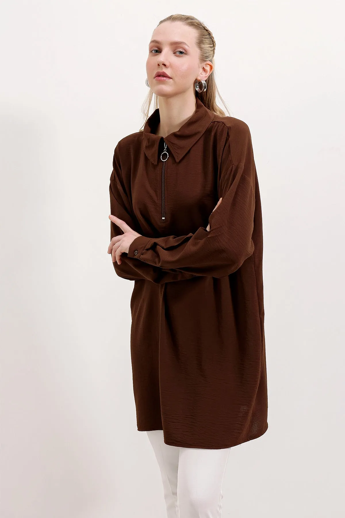 5917 fermuarli oversize tunik