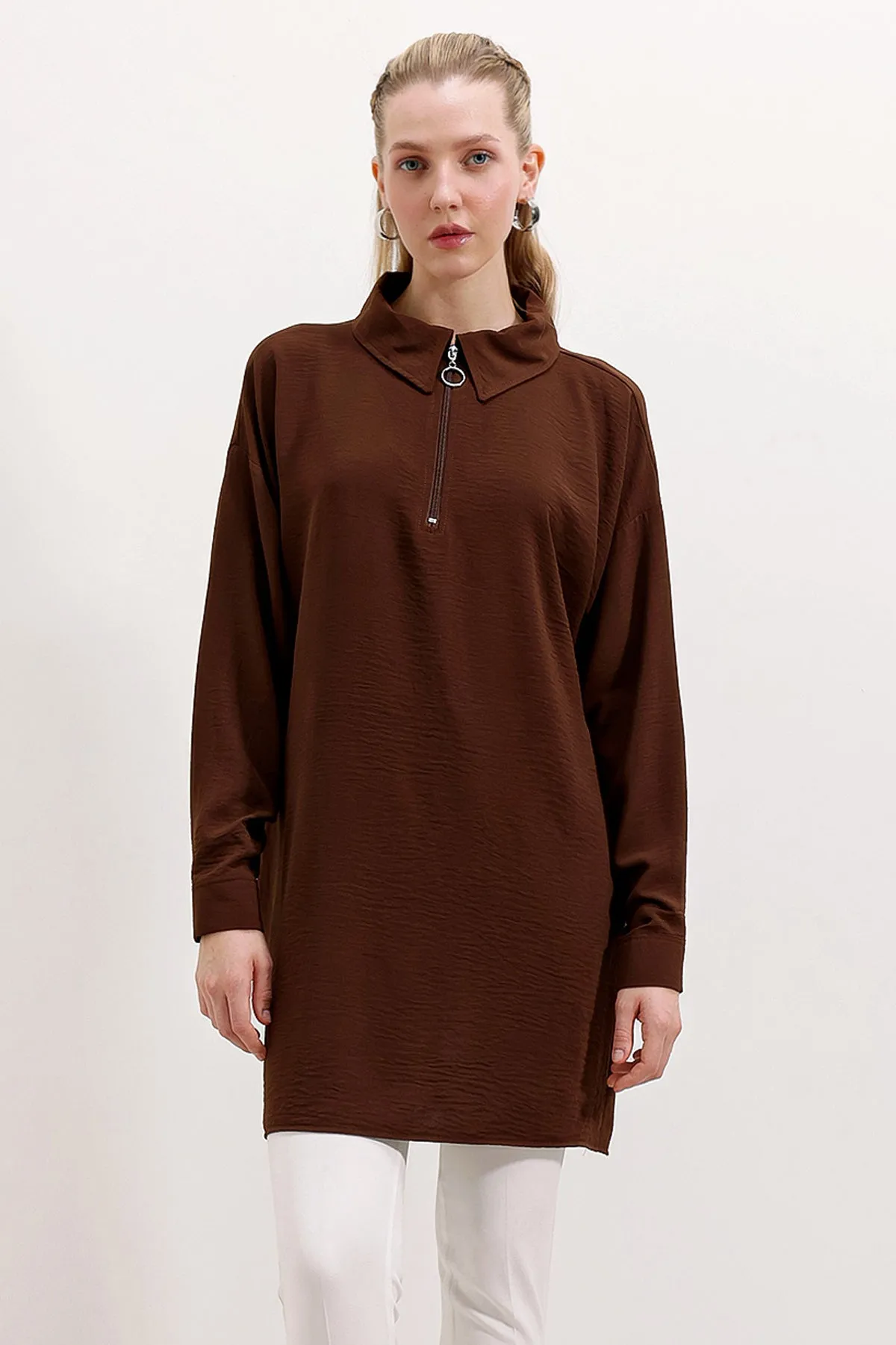 5917 fermuarli oversize tunik