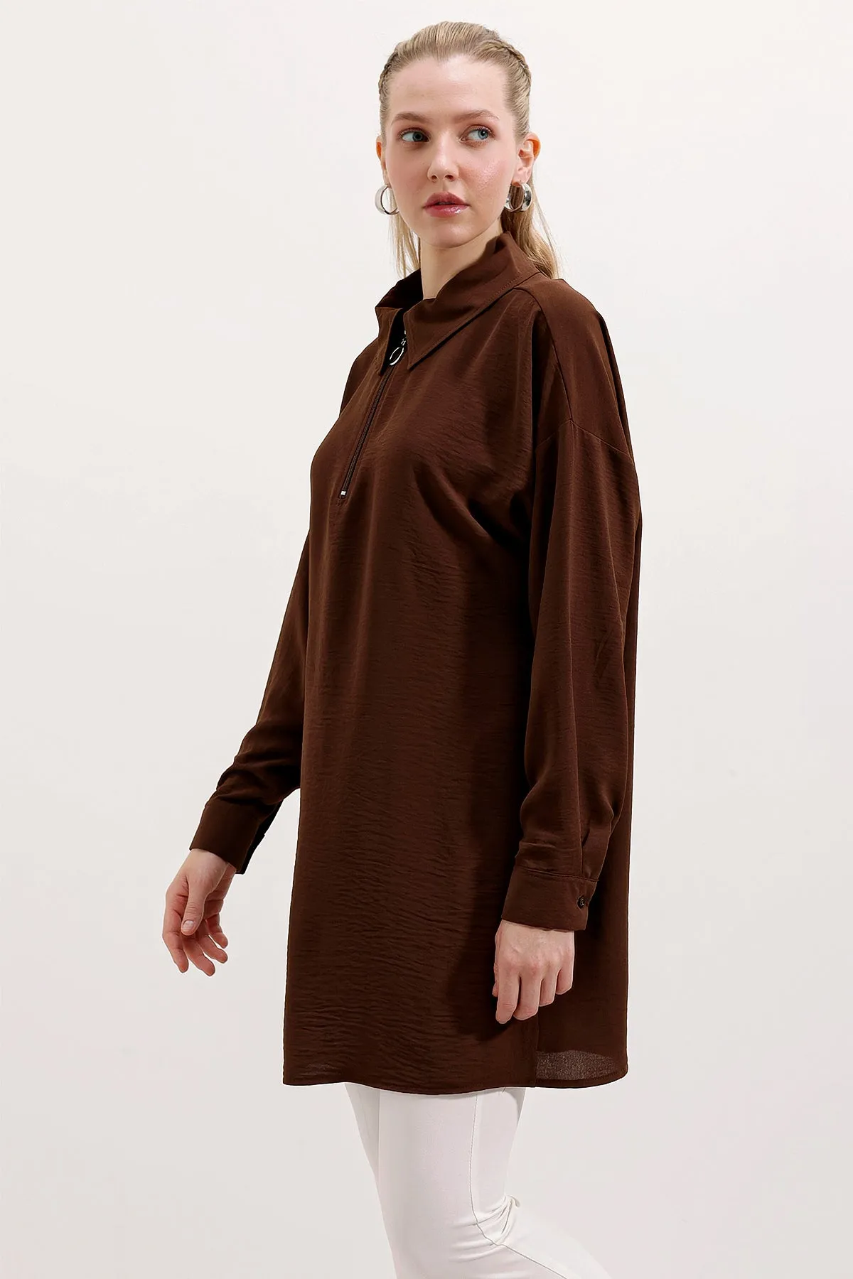 5917 fermuarli oversize tunik