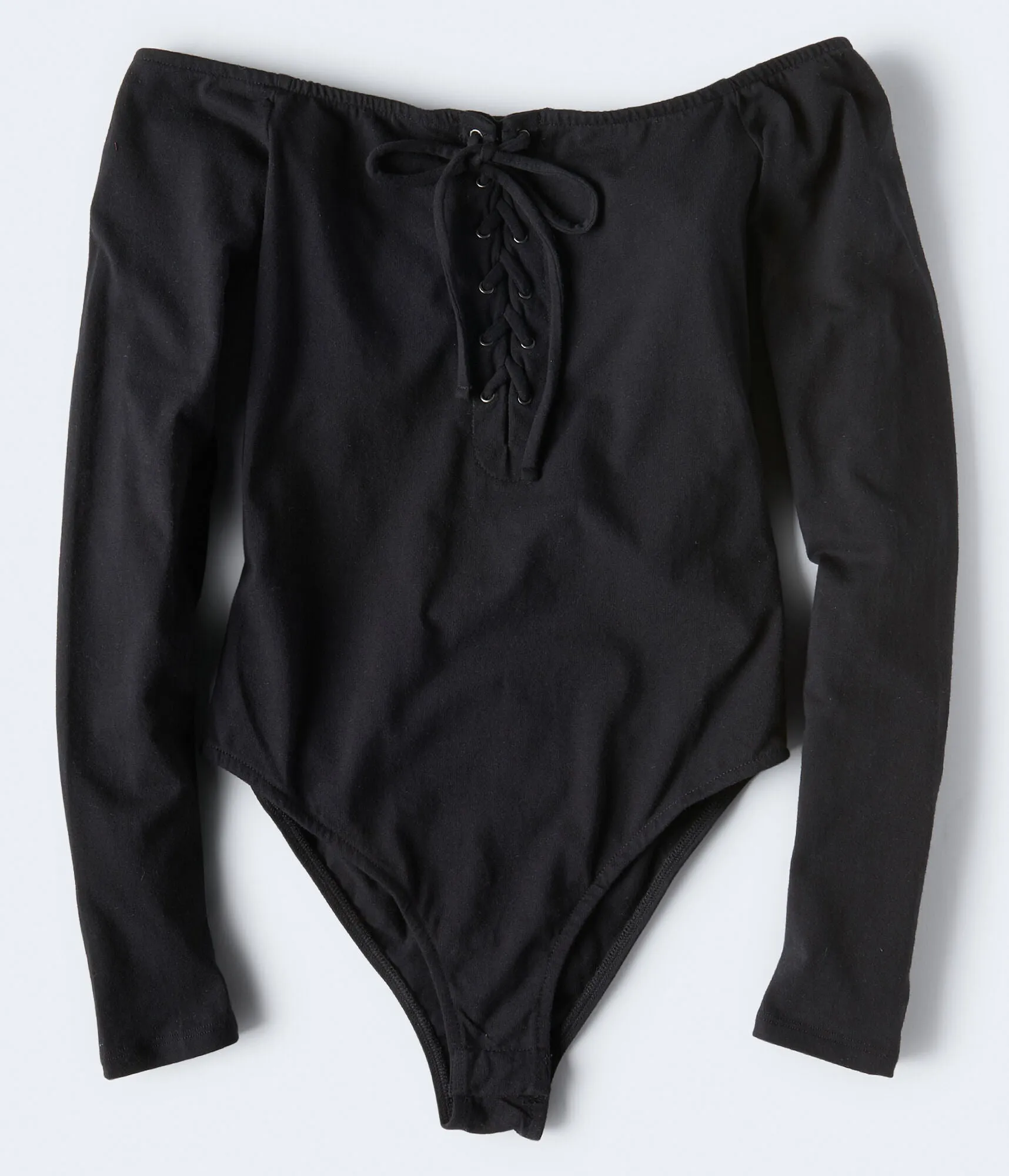 Aeropostale Long Sleeve Lace-Up Off-The-Shoulder Bodysuit***