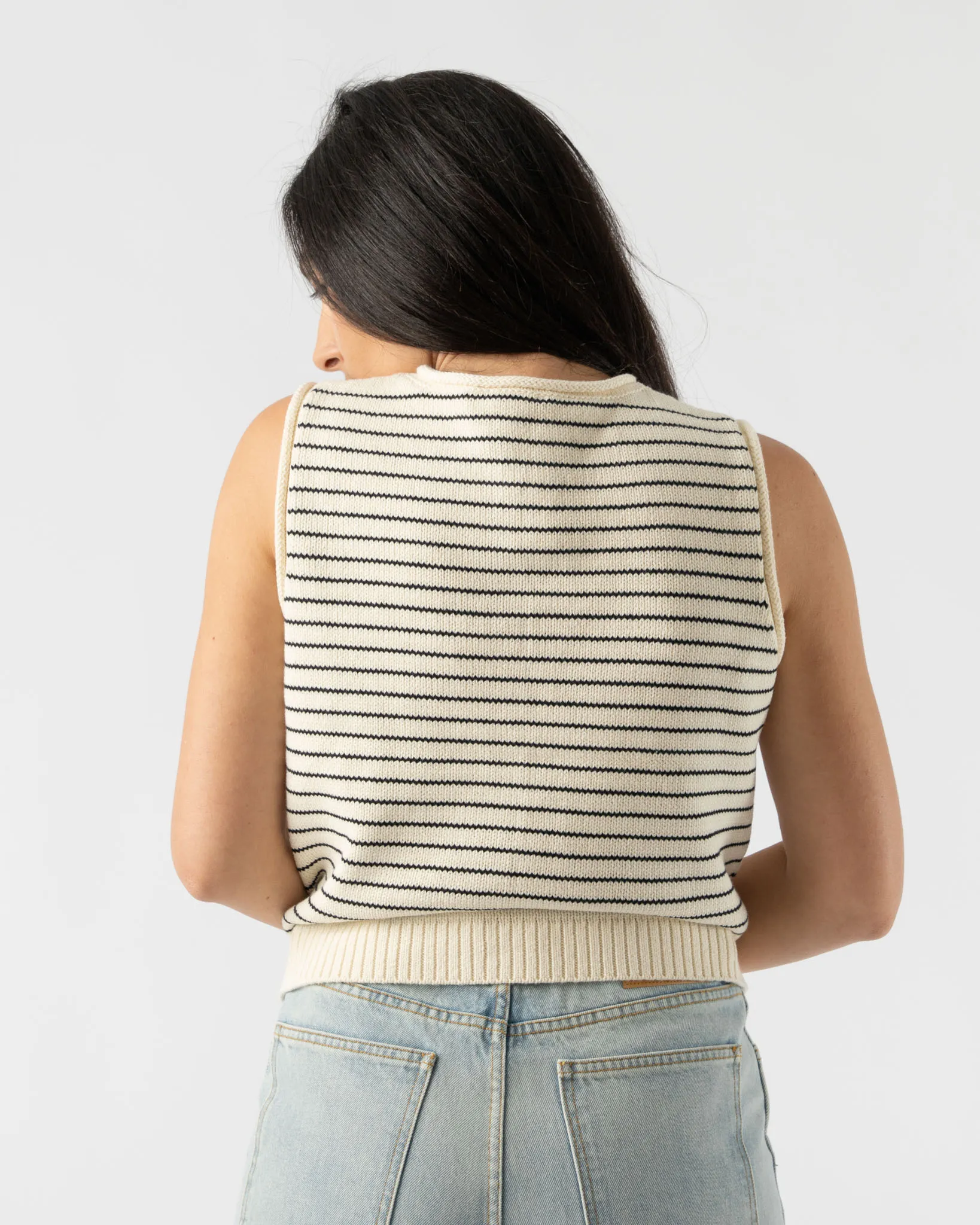 Alex Mill Bridget Striped Vest in Ivory/Black