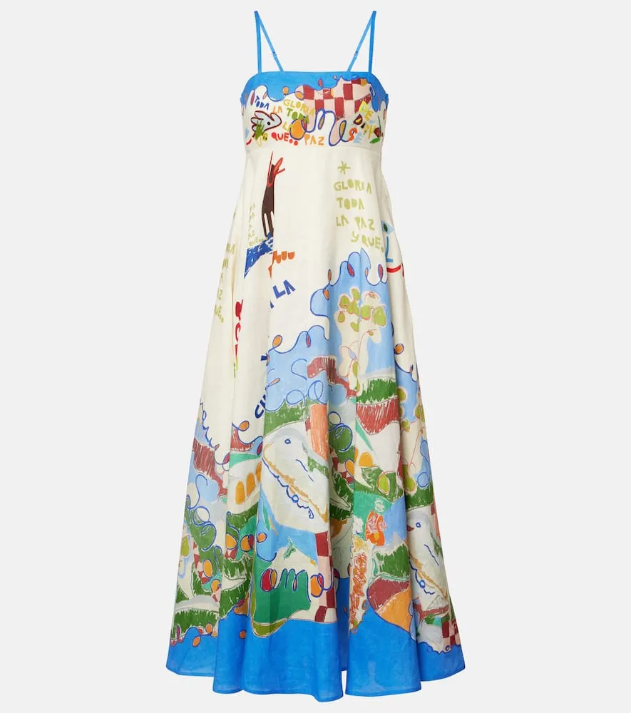 Al√É¬©mais x Nadia Hernandez printed linen maxi dress