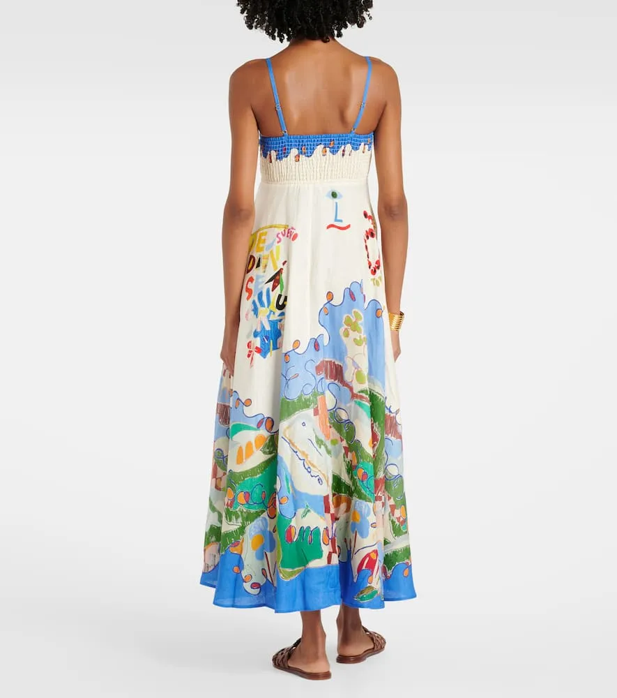 Al√É¬©mais x Nadia Hernandez printed linen maxi dress