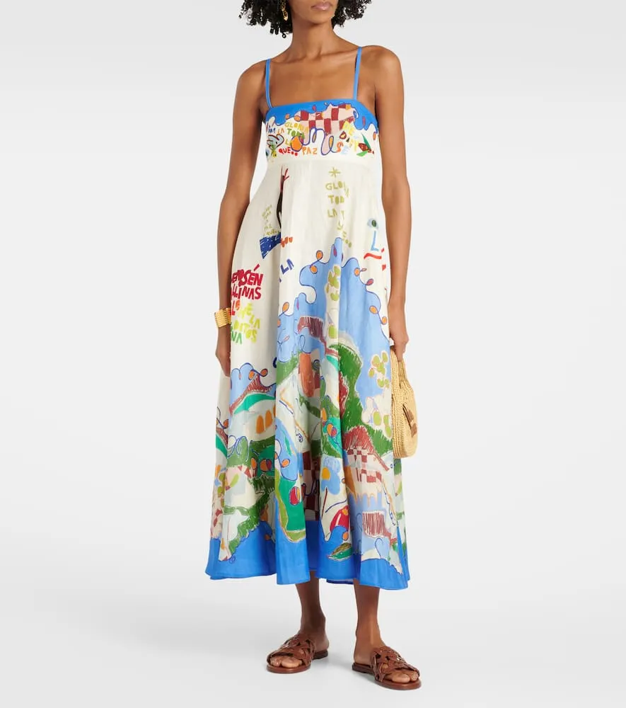 Al√É¬©mais x Nadia Hernandez printed linen maxi dress