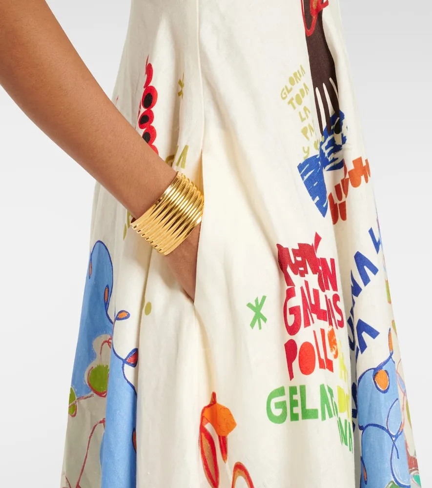 Al√É¬©mais x Nadia Hernandez printed linen maxi dress