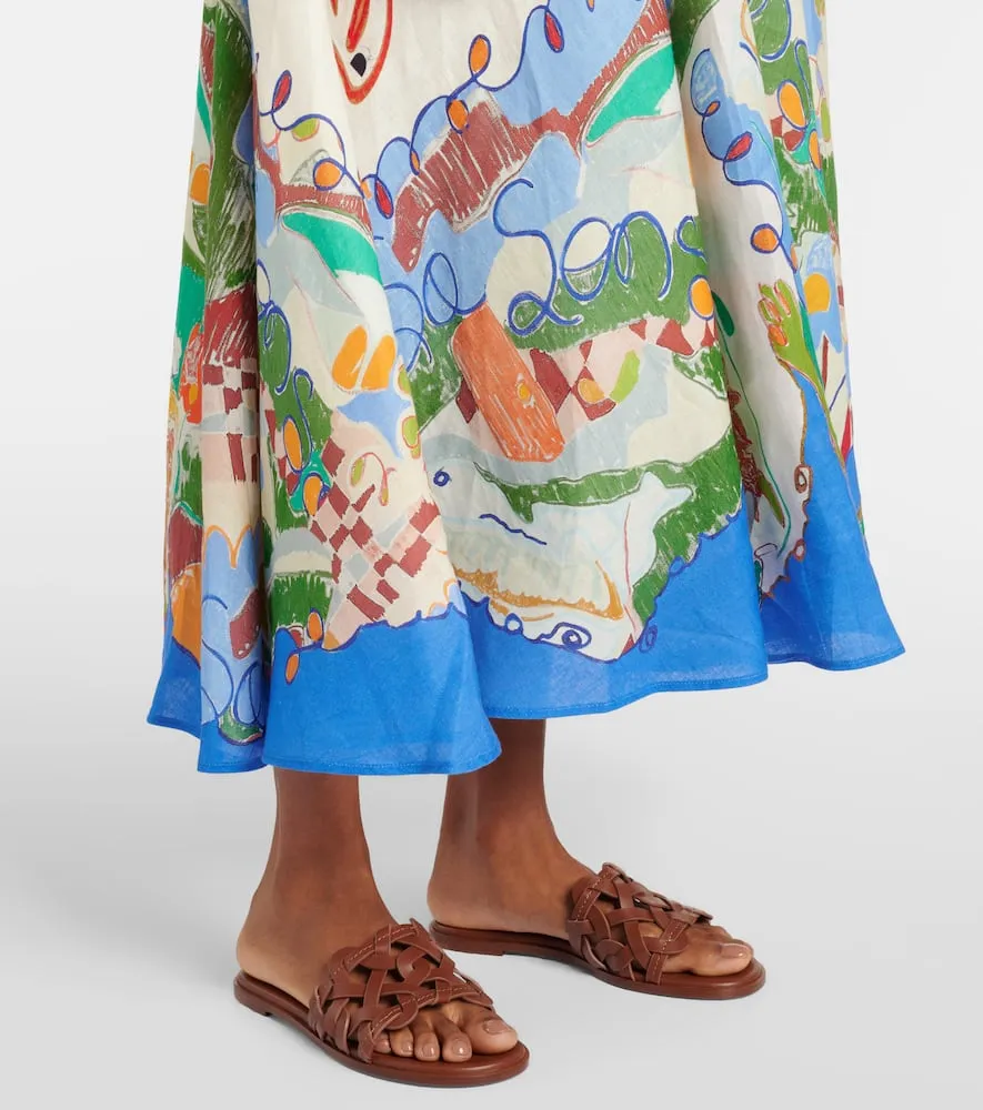 Al√É¬©mais x Nadia Hernandez printed linen maxi dress