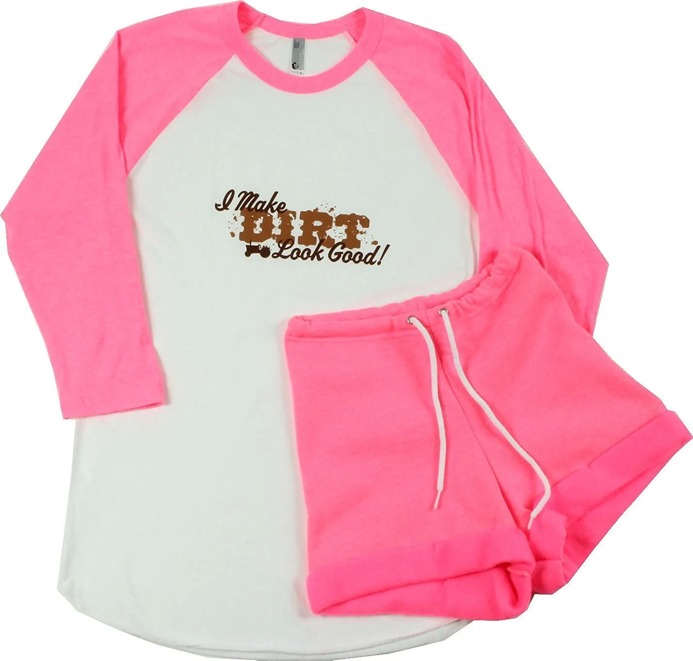 American Apparel Two Piece Raglan Top and Fleece Short Set