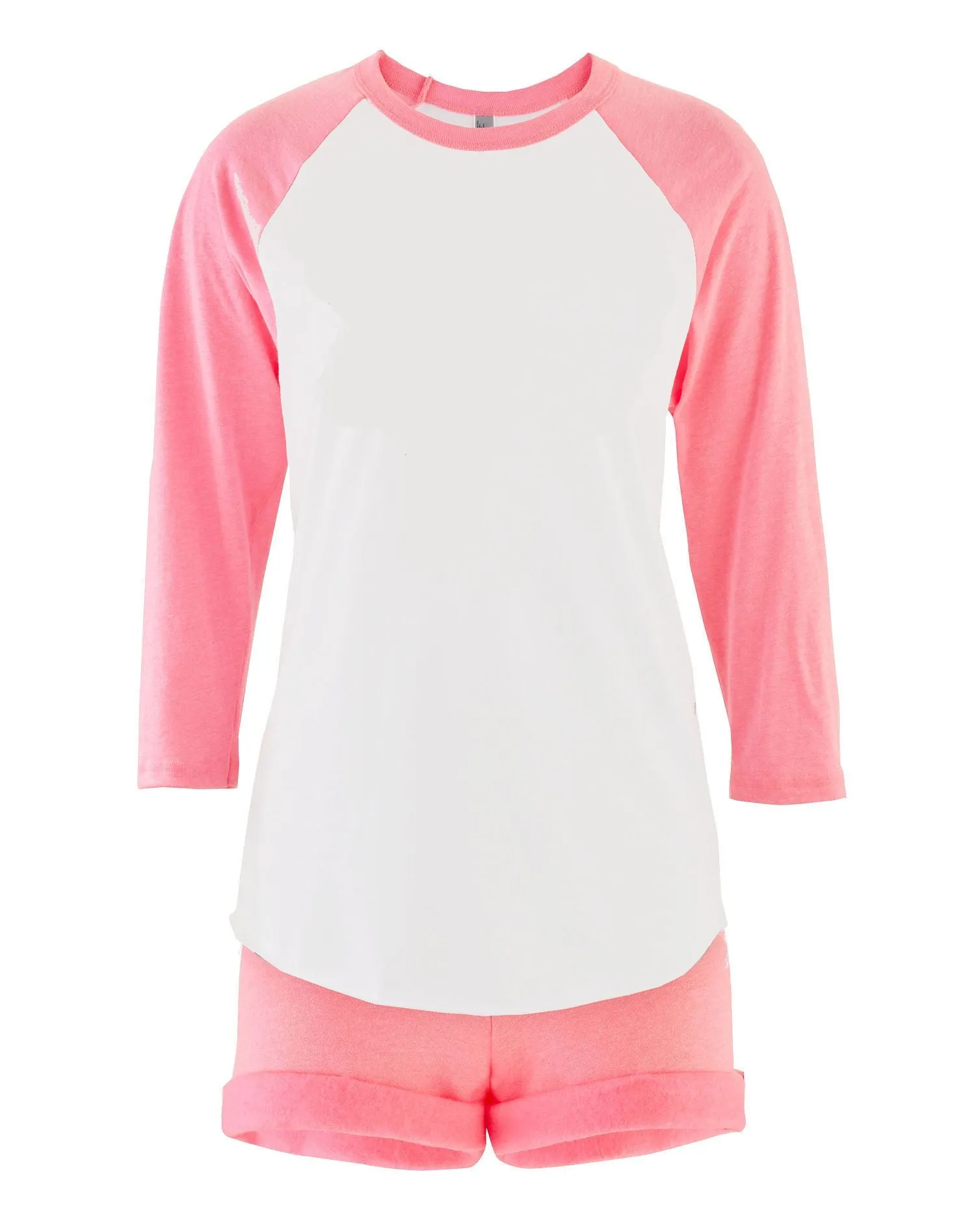 American Apparel Two Piece Raglan Top and Fleece Short Set