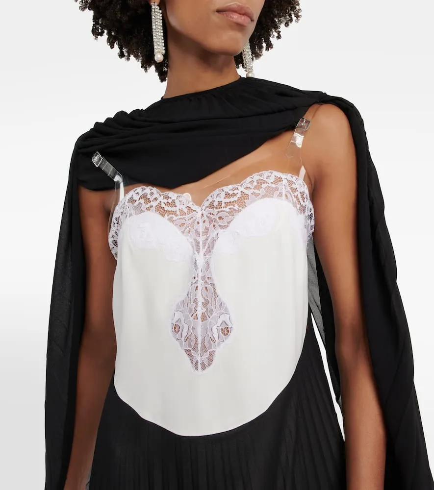 Christopher Kane Mrs Robinson lac-trimmed midi dress with cape
