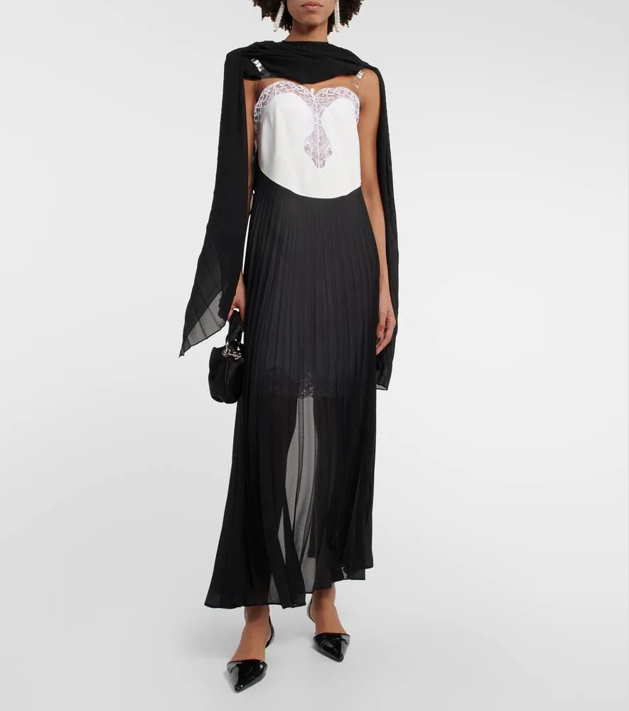 Christopher Kane Mrs Robinson lac-trimmed midi dress with cape