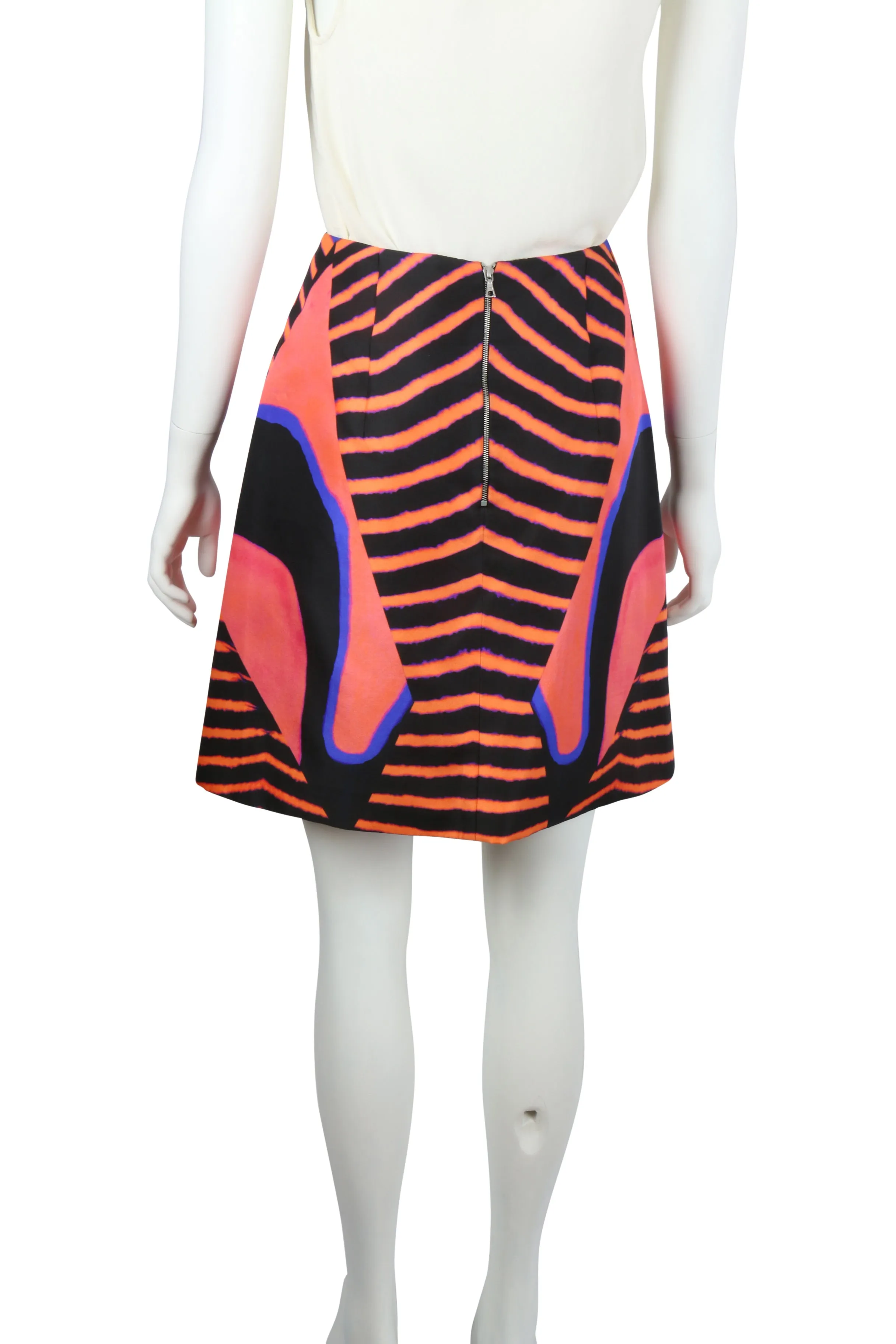 Coral silk mini skirt