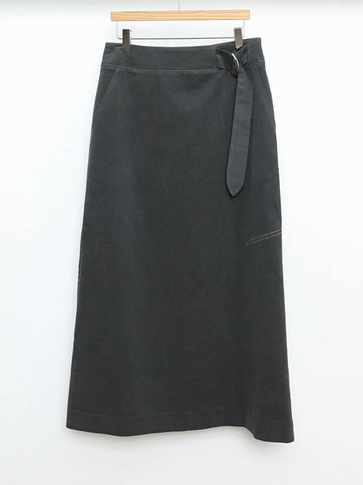 D-Ring Waist Side Slit Midi Skirt