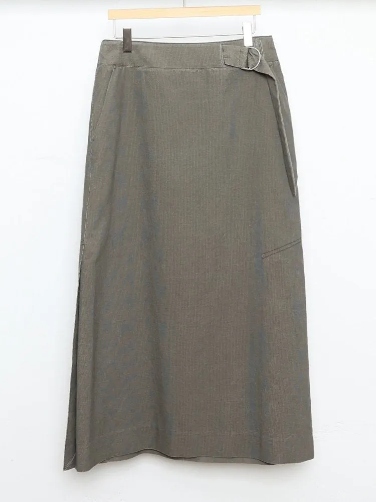 D-Ring Waist Side Slit Midi Skirt