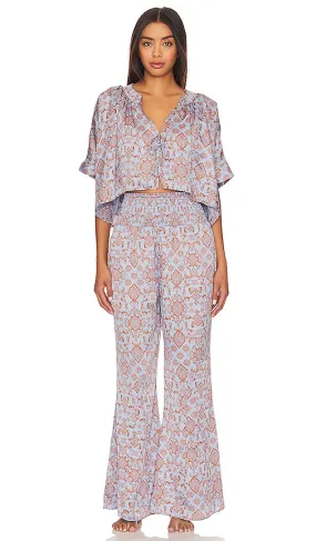 Free People x Intimately FP Misty Mornings Sleep Set In Blue Combo in Blue