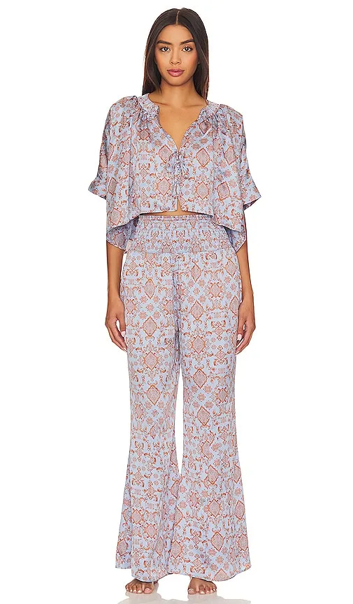 Free People x Intimately FP Misty Mornings Sleep Set In Blue Combo in Blue