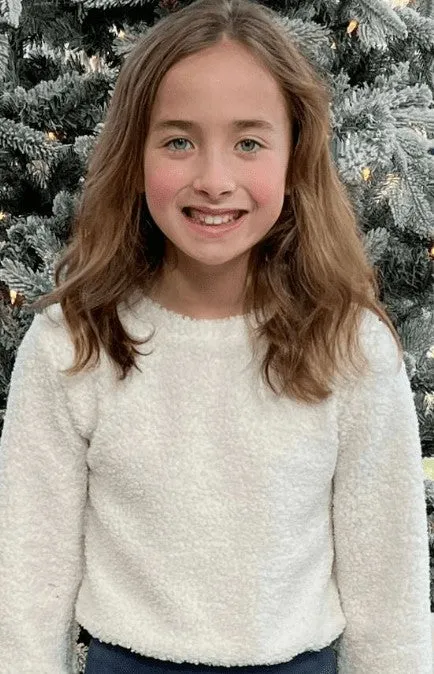 James & Lottie Be Elizabeth Girls Cozy Winter White Sweatshirt