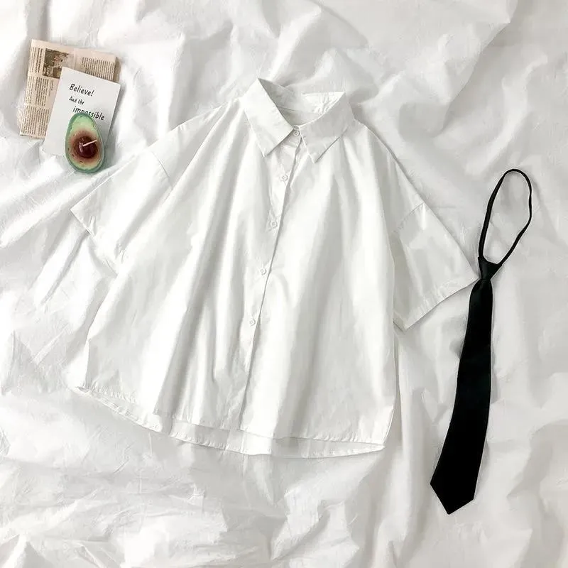 Lavinia - Chic Short Sleeve Lapel Blouse for Women