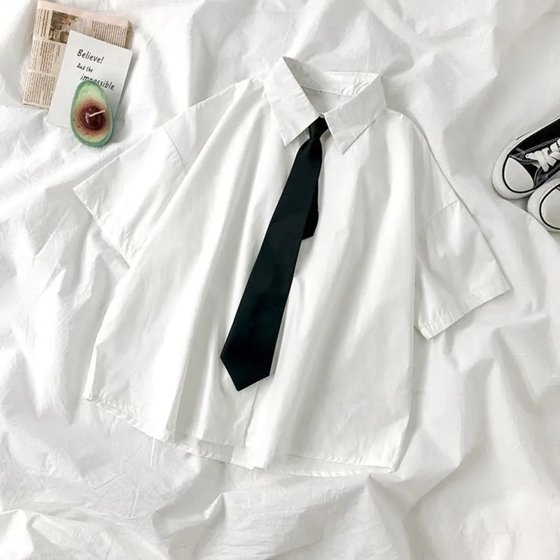 Lavinia - Chic Short Sleeve Lapel Blouse for Women