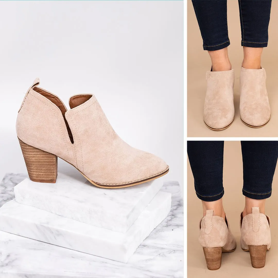 Make It Happen Taupe Brown Booties
