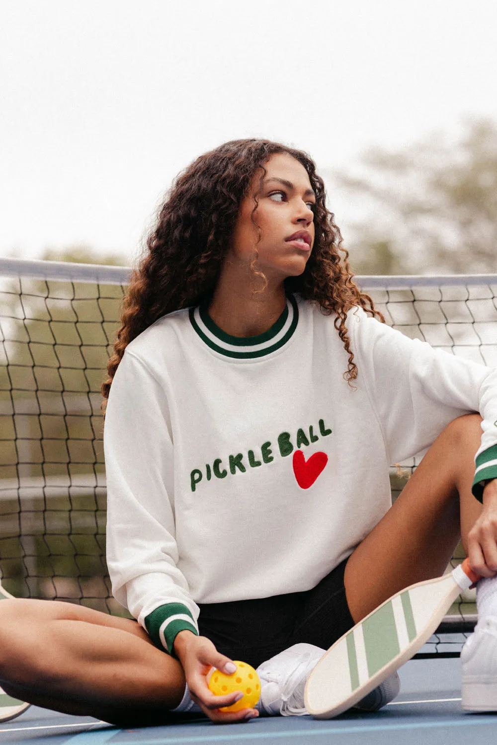 Pickleball Heart Sweatshirt - Cream