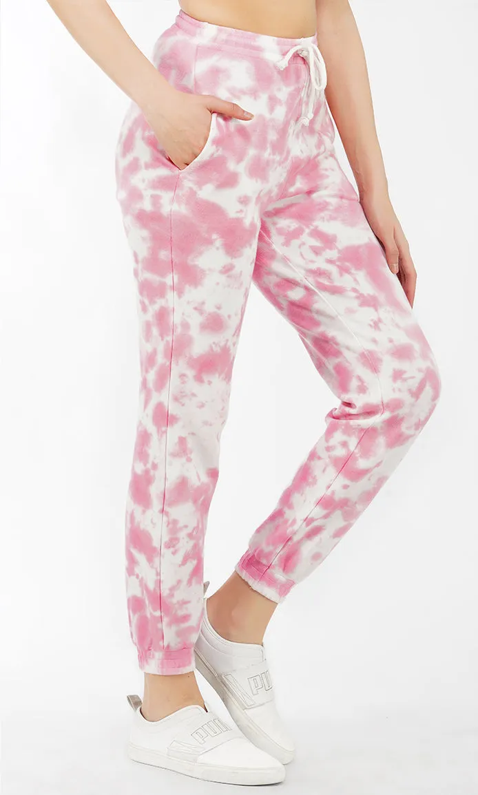Pink-White Tie & Dye Joggers