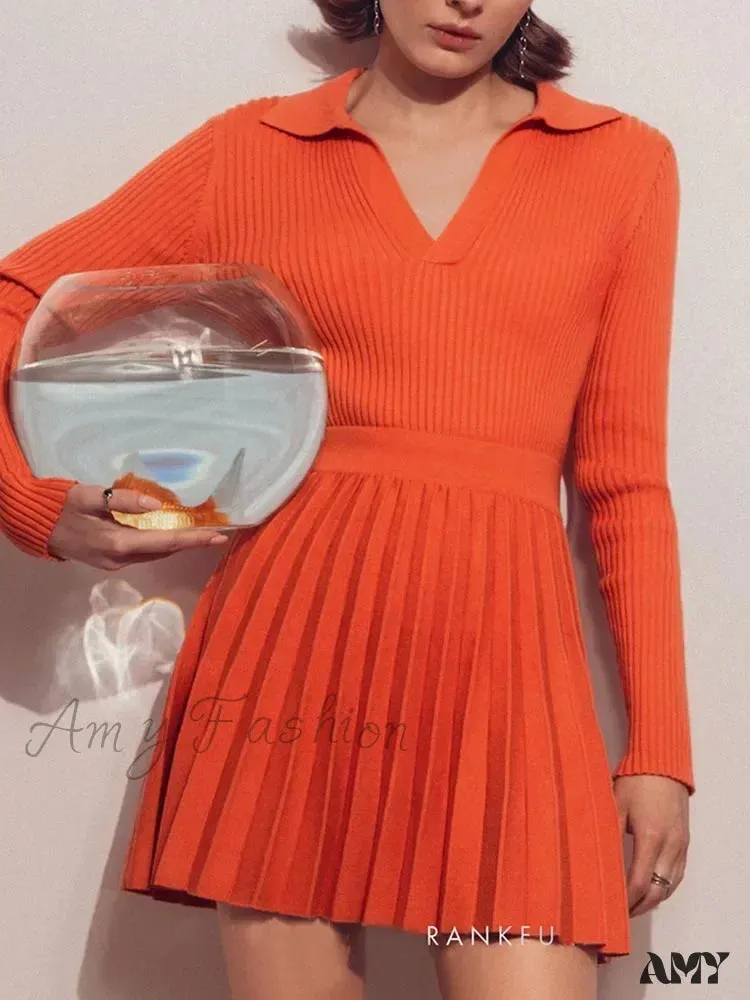Spring Women's Knitted Blouse Long Sleeve Polo Collar Slim Stylish Cozy Trendy Comfortable Elegant Sweater