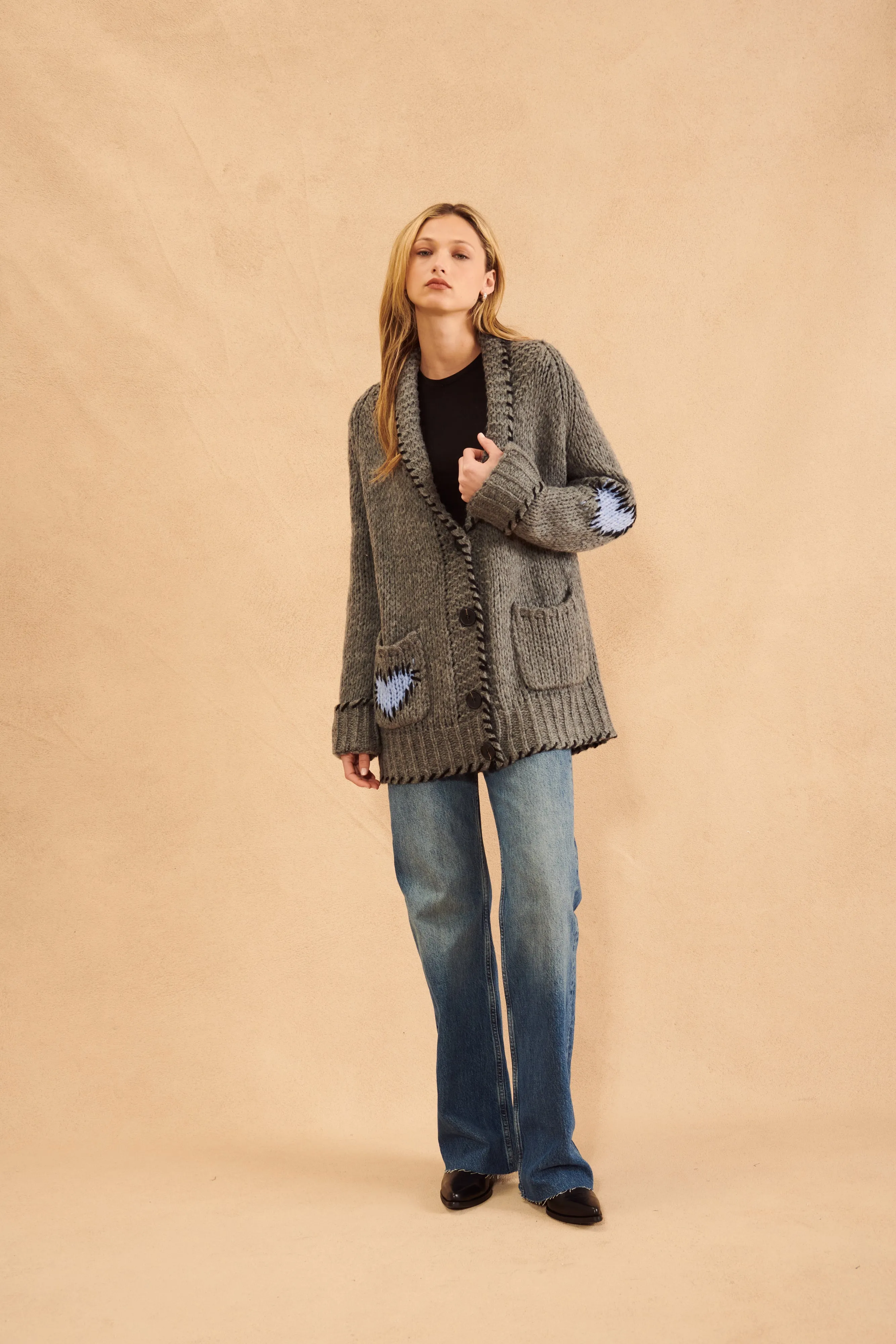 TRIPP STITCHED HEART CARDI