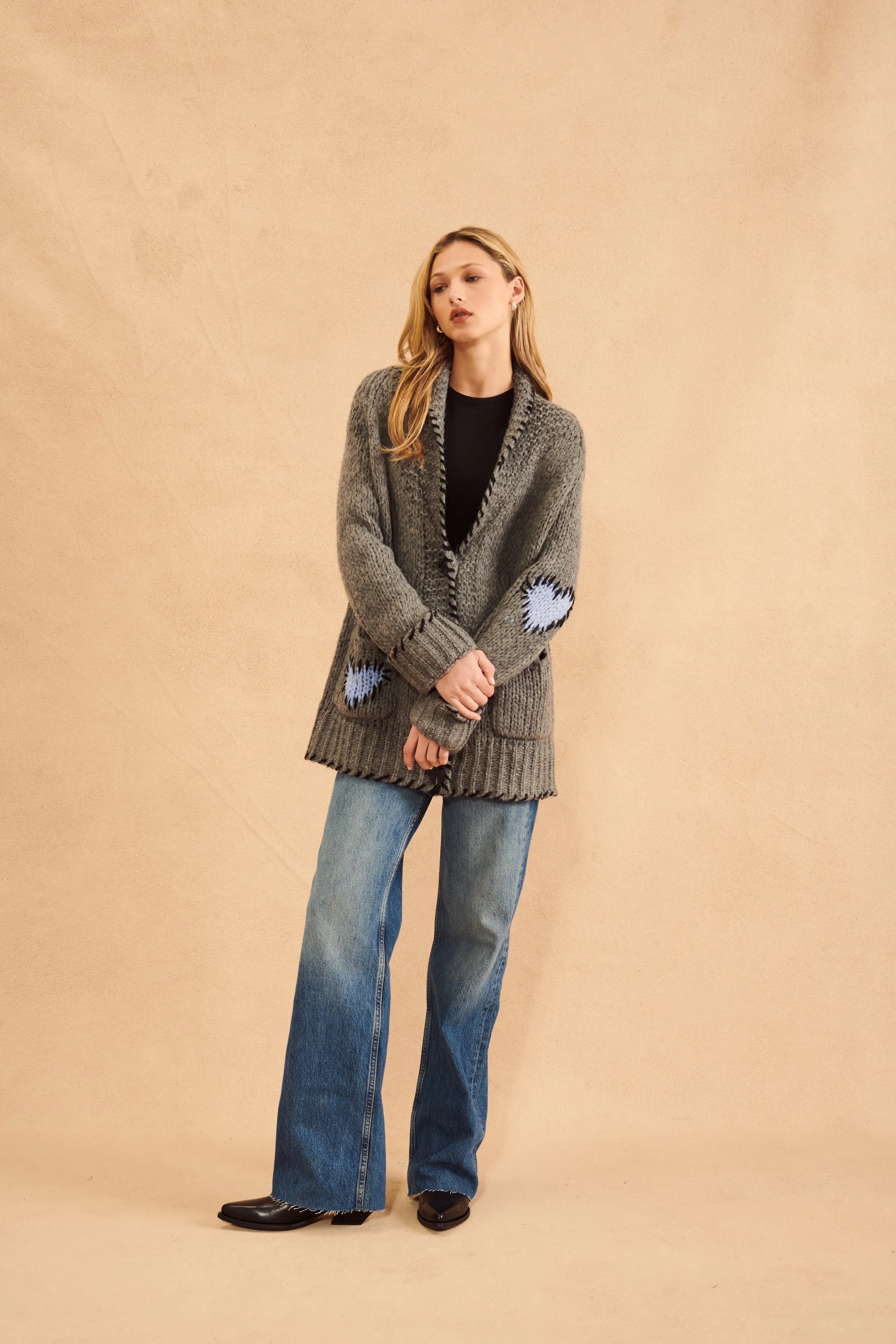 TRIPP STITCHED HEART CARDI